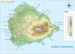 Mapa da ilha de Ascensão.
