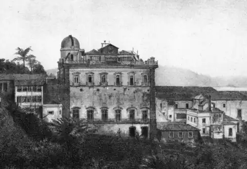 Antigo Observatório Imperial no Morro do Castelo, em 1882. Foi construído inicialmente pelo Colégio dos Jesuítas.