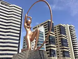 Estátua "Iracema, a Guardiã"[7], construída em 1996, é uma das duas estátuas de Iracema presentes na praia de mesmo nome. Mostra a heroína segurando um grande arco em posição de batalha.