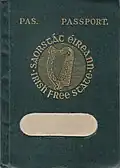 Capa do passaporte do Estado Livre da Irlanda emitido em 1927 (nome do titular removido).