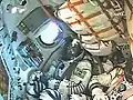 Marcos Pontes dentro da nave espacial Soyuz TMA-8 quando ela inicia sua inserção orbital em 30 de março de 2006