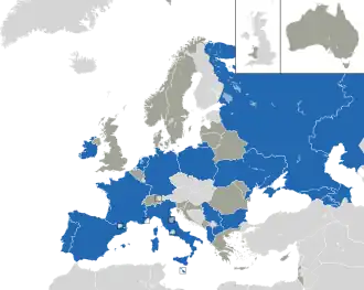 Um mapa colorido dos países da Europa