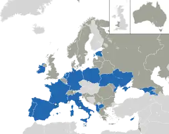 Um mapa colorido dos países da Europa