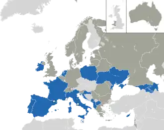 Um mapa colorido dos países da Europa