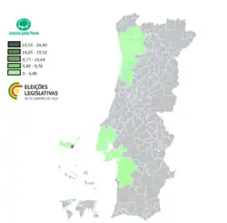 Votação do JPP por concelho.