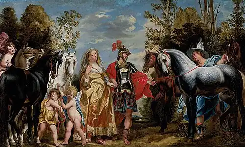 Jacob Jordaens. Marte e Mercúrio levando os cavalos para Vênus, 1645-1660.