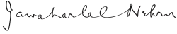 Assinatura de Jawaharlal Nehru
