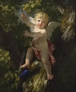 Cupido em uma Árvore (1795/1805) por Jean-Jacques-François Le Barbier