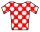 white polka dot on red jersey, mountains classification