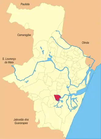 Localização do bairro Jiquiá no Recife