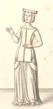 Joana de França, mostrada em um desenho do século XVII ou início do século XVIII, casou-se com João VI de Bretanha