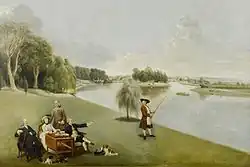 O jardim em Hampton House, com o Sr. e a Sra. David Garrick tomando chá , 1763