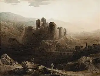 Moonlight, Chepstow Castle (1815) aquarela com goma arábica, Art Gallery of South Australia, Adelaide