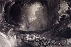 A noite do dilúvio (1828) mezzotint e gravura, 597 x 817 mm, Victoria and Albert Museum, Londres