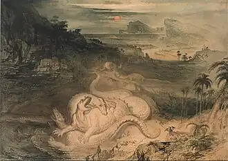 O País do Iguanodon (1837) aquarela sobre papel, 30,2 x 42,4 cm., Museu da Nova Zelândia Te Papa Tongarewa, Wellington