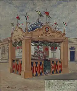 Tela Quiosque no Cambucí, 1822, de Jonas de Barros, exposta no Museu Paulista