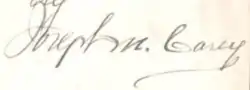 Assinatura de Joseph M. Carey