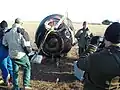 A cápsula da TMA-12, que transportou Volkov, Kornienko e Chamitoff de volta à Terra, após o pouso no Casaquistão.