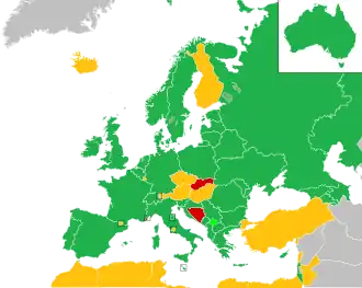 Um mapa colorido dos países da Europa