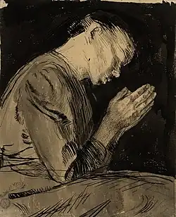 Praying Woman [A mulher rezando], 1892, lápis, tinta e tinta sobre papel, Museu de Arte Moderna e Arte Contemporânea, Straßburg