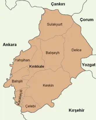 Mapa dos distritos da província de Querecale