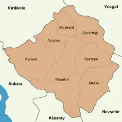 Mapa dos distritos da província de Querxequir