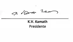 Assinatura de K. V. Kamath