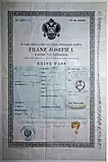 Passaporte do Império Austro-Húngaro emitido na Boêmia em 1871