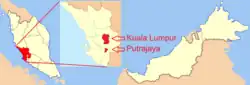 Localização de Putrajaia na Malásia