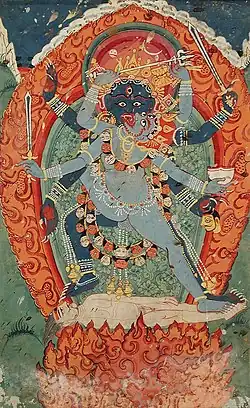 Kali e Bhairava em união, século XVIII, Nepal.