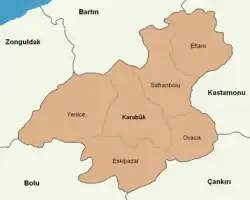 Mapa dos distritos da província de Carabuque