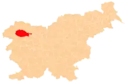 Localização do município de Bohinj na Eslovênia