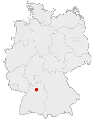 Mapa da Alemanha, posição de Weinsberg acentuada