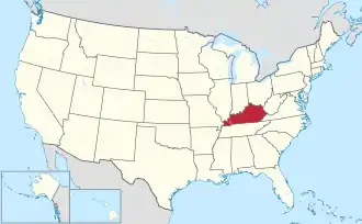 Localização do Kentucky nos Estados Unidos