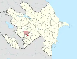 Mapa do Azerbaijão mostrando o distrito de Khojali