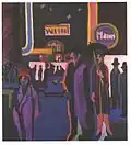 Cena de rua à noite por Ernst Ludwig Kirchner, 1926-7.