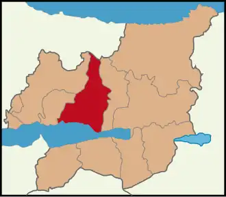 Localização do distrito de Körfez na província de Cojaéli