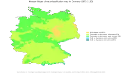 Um mapa da classificação climática de Köppen-Geiger da Alemanha para o período 2071–2100