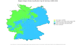 Um mapa da classificação climática de Köppen-Geiger da Alemanha para o período 1980–2016