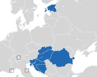 A coloured map of the countries of Europe
