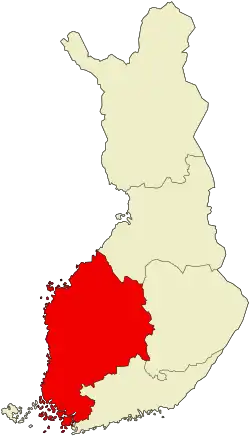 Finlândia Ocidental no mapa da Finlândia