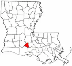 Localização da paróquia no estado da Luisiana