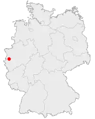 Mapa da Alemanha, posição de Mönchengladbach acentuada
