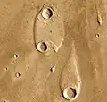 Ilhas sedimentares em forma de gota em Ares Vallis.