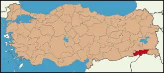 Localização da província de Xernaque na Turquia