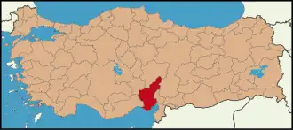 Localização da província de Adana na Turquia