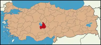 Localização da província de Acsarai na Turquia
