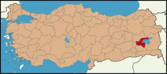 Localização da província de Bitlisse na Turquia