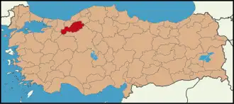 Localização da província de Bolu na Turquia