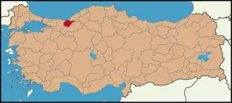 Localização da província de Düzce na Turquia